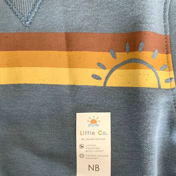 NWT!! Unisex Sz NB Rainbow/Sun Crewneck Sweatshirt (LW) Organic Cotton in Blue - Picture 3 of 6